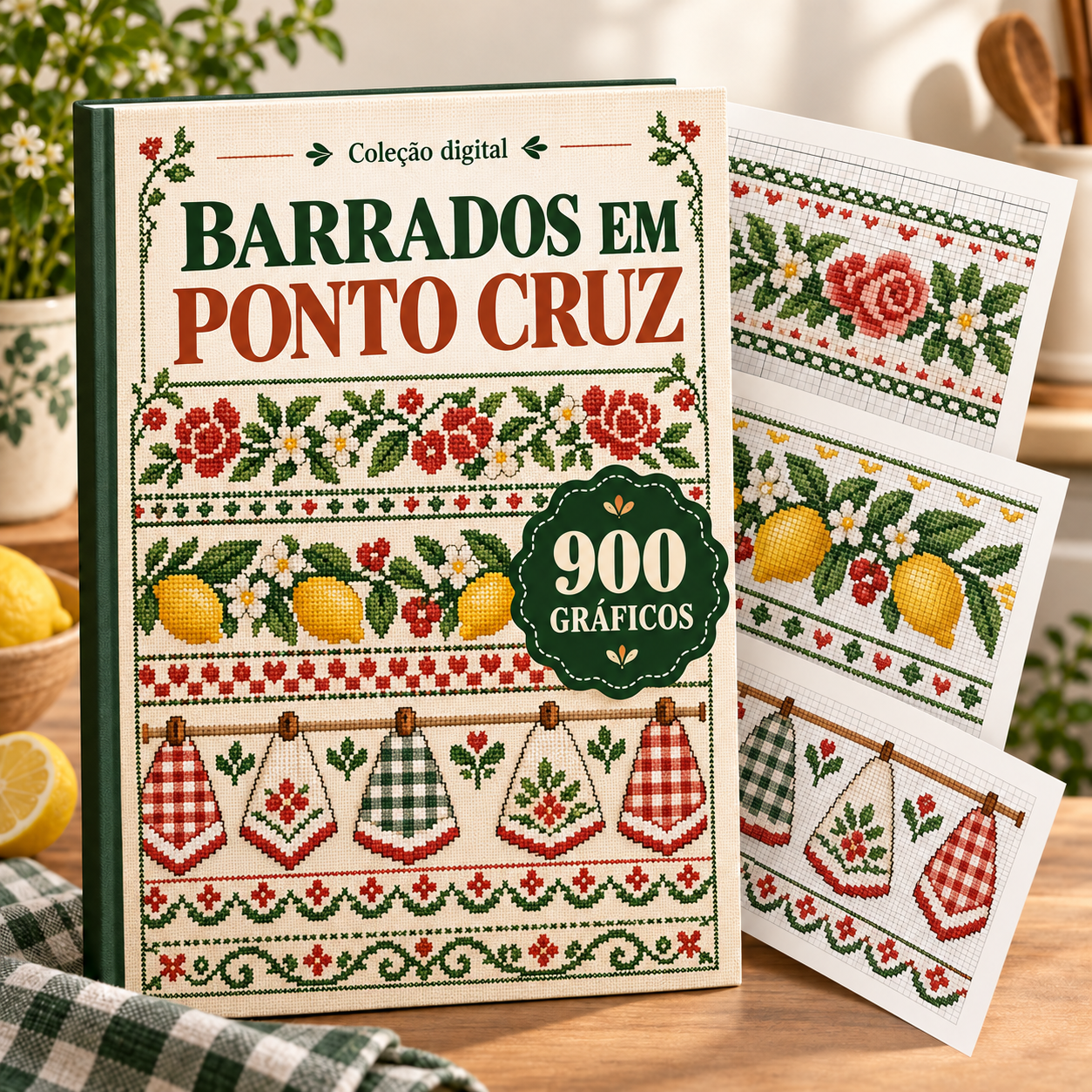 Capa ilustrativa da coleção Barrados em Ponto Cruz